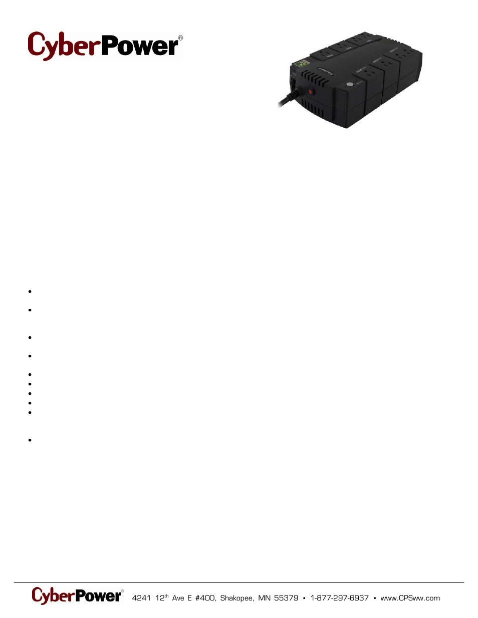 CyberPower Systems 649532425006 User Manual | 2 pages