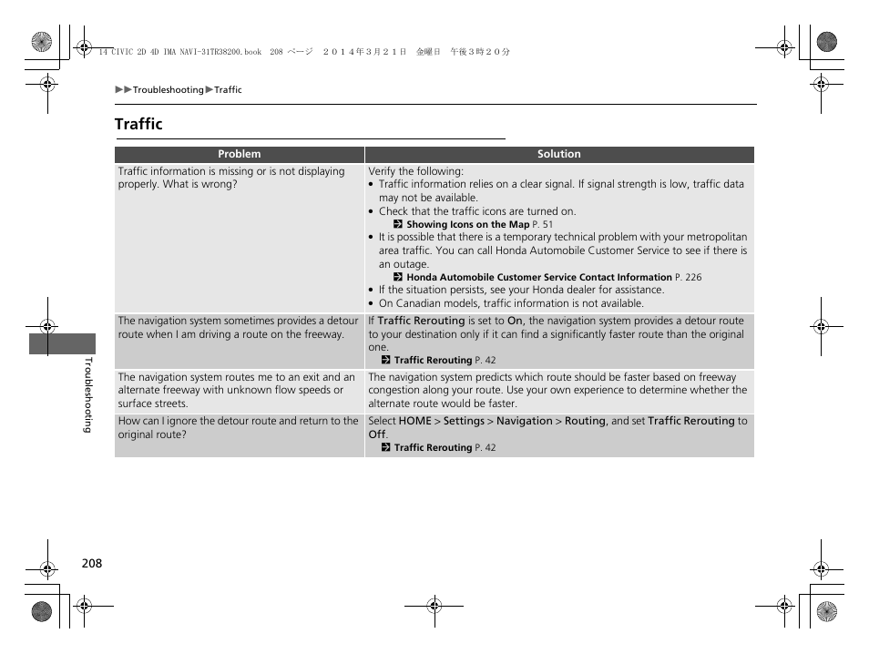 Traffic | HONDA 1984 Civic - Navigation Manual User Manual | Page 209 / 253