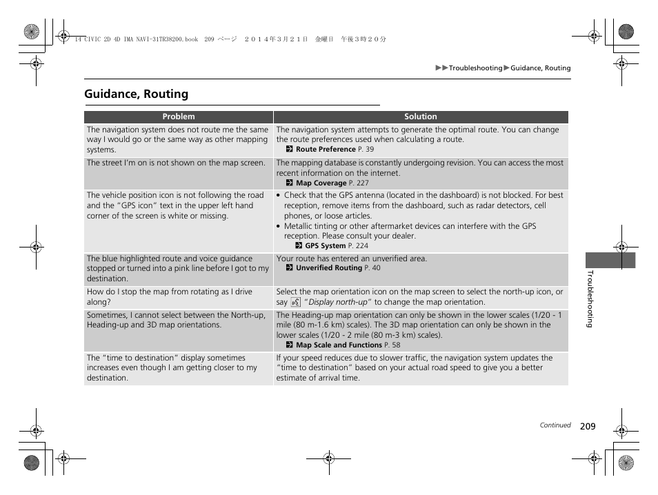 Guidance, routing | HONDA 1984 Civic - Navigation Manual User Manual | Page 210 / 253