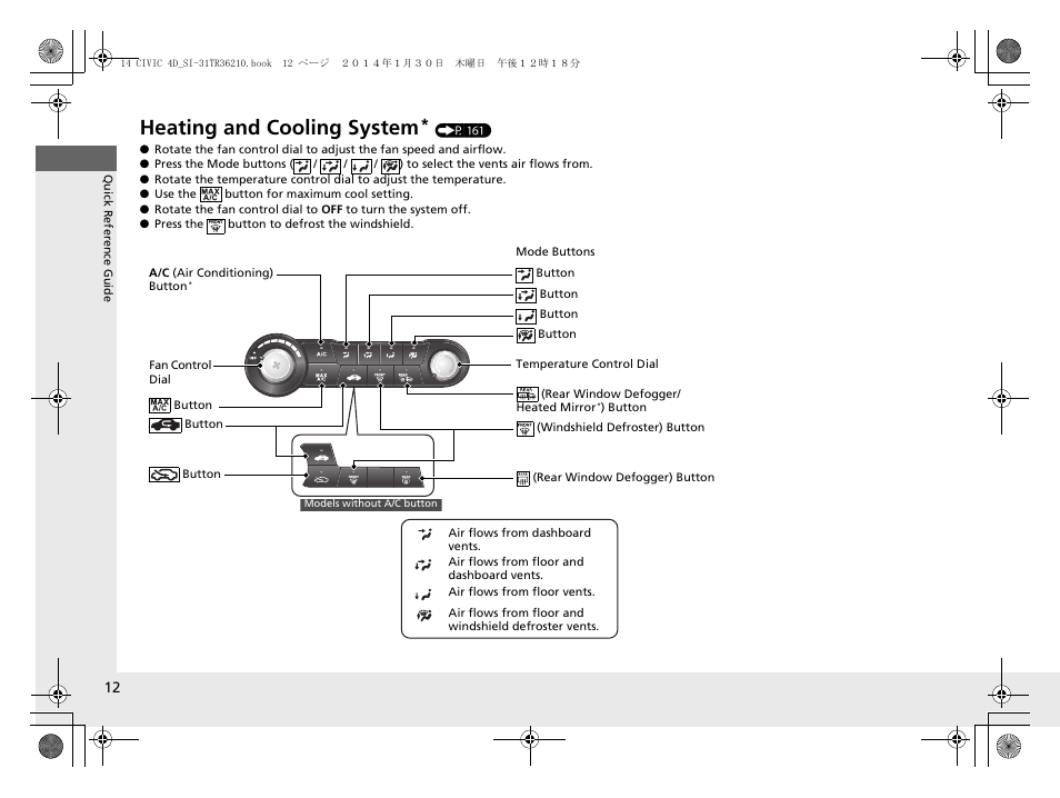 Heating and cooling system | HONDA 1984 Civic Sedan - Owner's Manual User Manual | Page 13 / 469