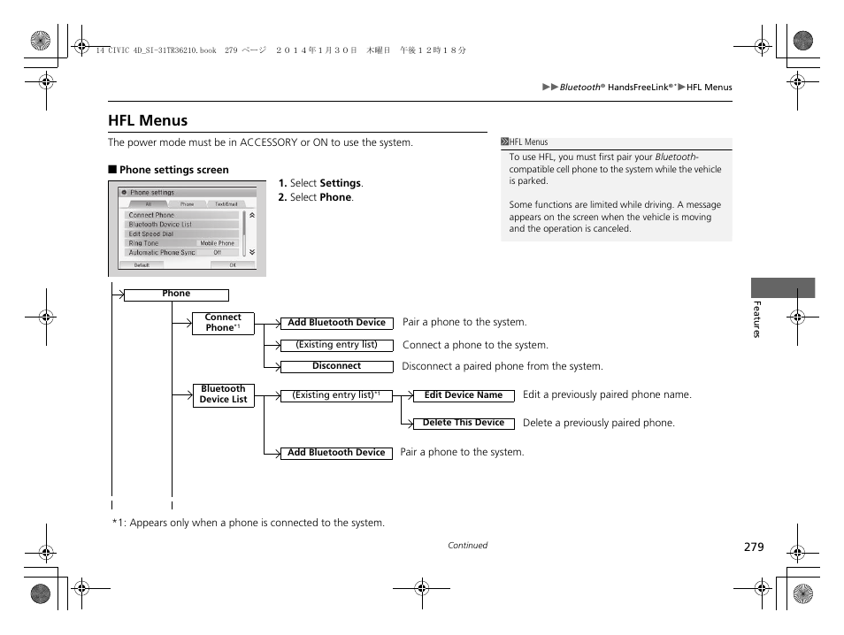 Hfl menus | HONDA 1984 Civic Sedan - Owner's Manual User Manual | Page 280 / 469