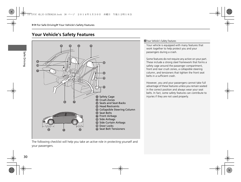 Your vehicle's safety features | HONDA 1984 Civic Sedan - Owner's Manual User Manual | Page 31 / 469