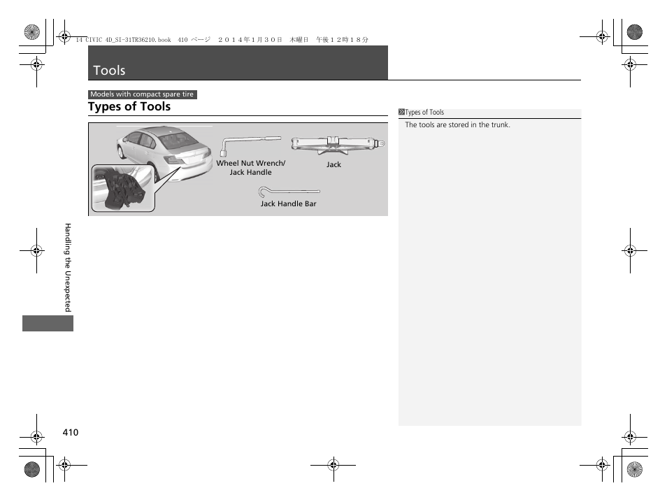 Tools, Types of tools | HONDA 1984 Civic Sedan - Owner's Manual User Manual | Page 411 / 469