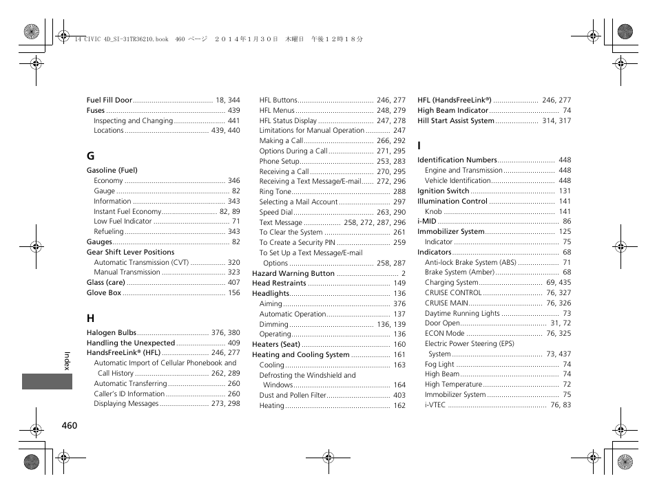 HONDA 1984 Civic Sedan - Owner's Manual User Manual | Page 461 / 469