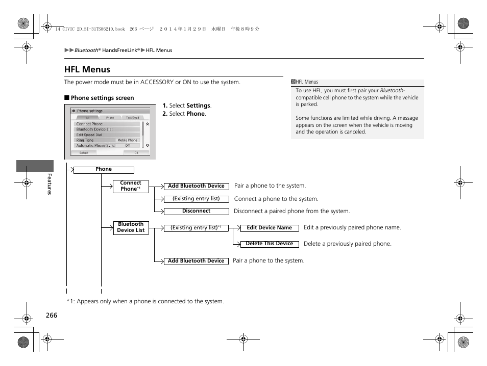 Hfl menus | HONDA 1984 Civic Coupe - Owner's Manual User Manual | Page 267 / 441