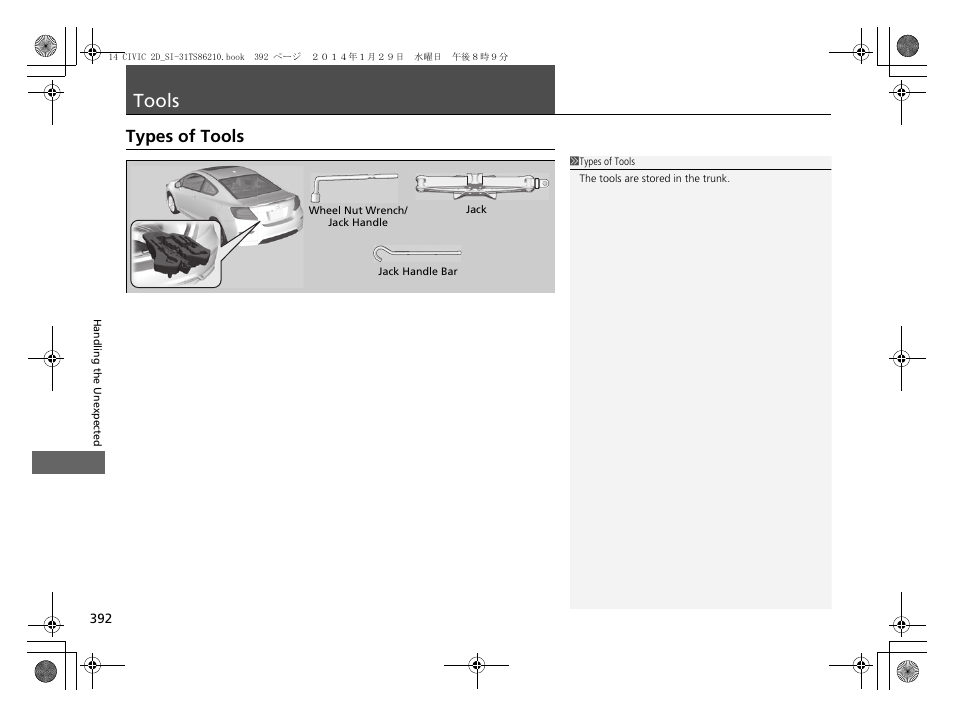 Tools, Types of tools | HONDA 1984 Civic Coupe - Owner's Manual User Manual | Page 393 / 441