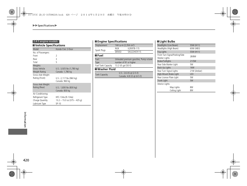 HONDA 1984 Civic Coupe - Owner's Manual User Manual | Page 421 / 441