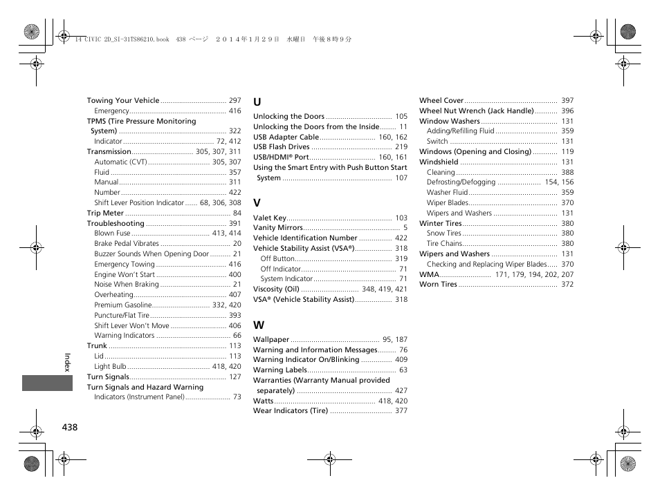 HONDA 1984 Civic Coupe - Owner's Manual User Manual | Page 439 / 441