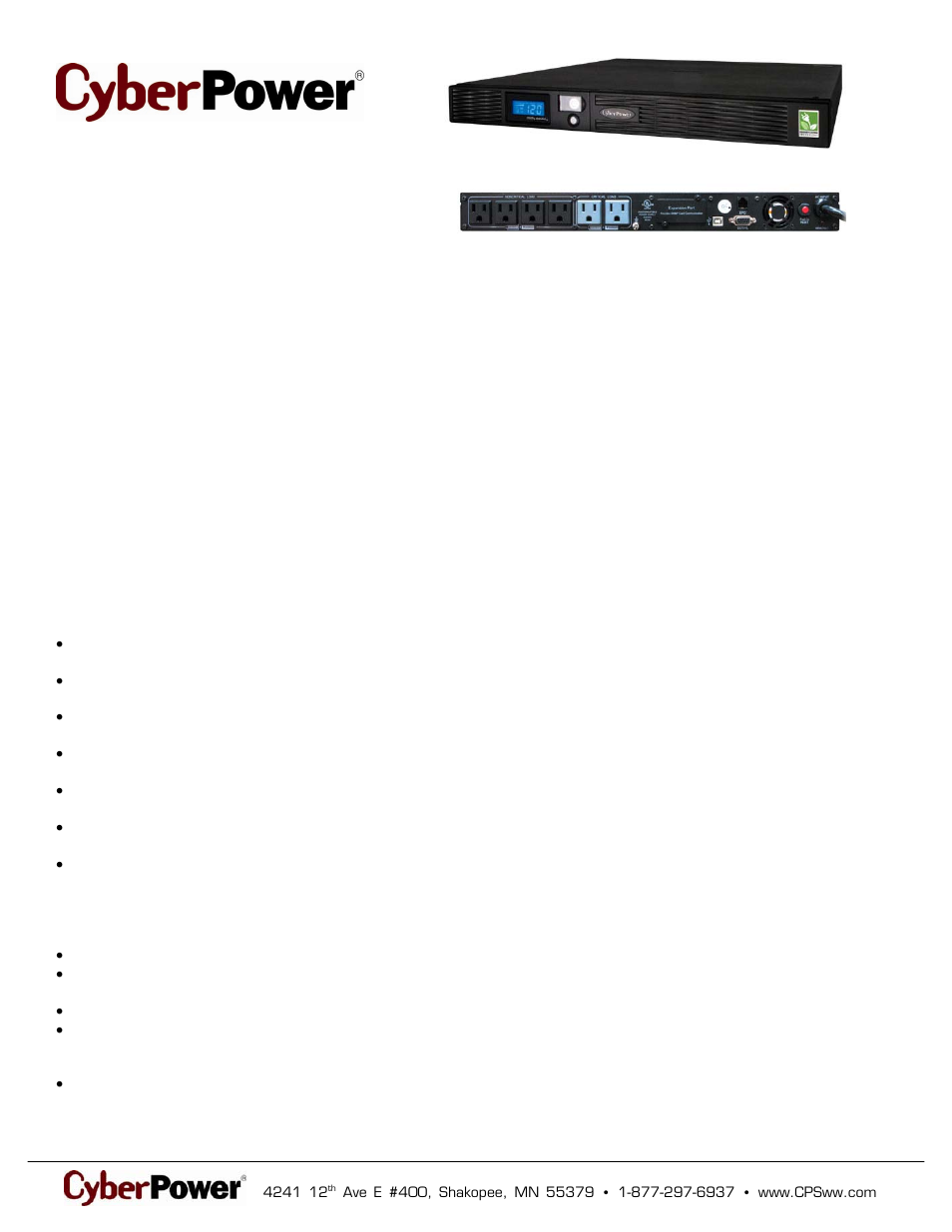 CyberPower Systems 649532107506 User Manual | 2 pages