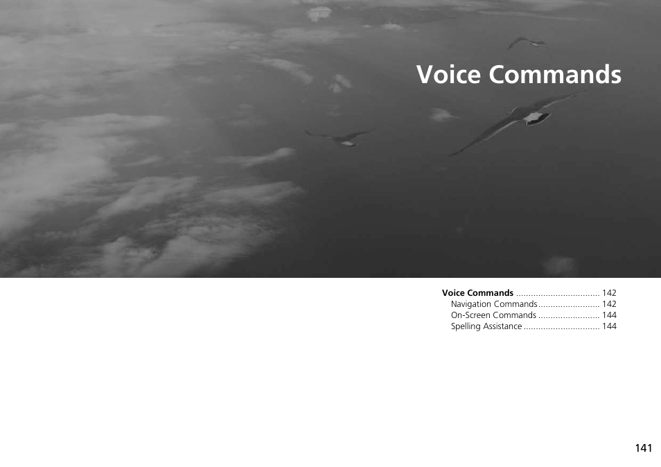 2 voice commands p. 141, Voice commands | HONDA 2014 Crosstour - Navigation Manual User Manual | Page 143 / 153