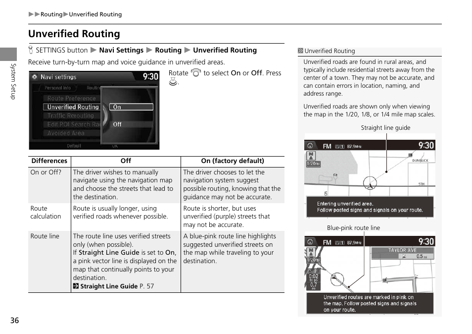 Unverified routing | HONDA 2014 Crosstour - Navigation Manual User Manual | Page 38 / 153