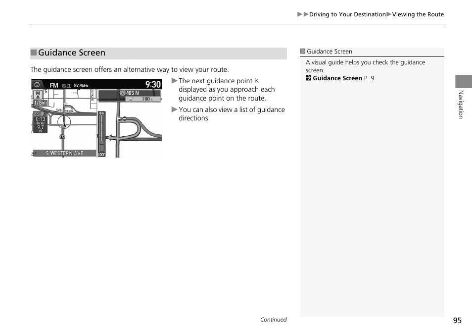 Guidance screen | HONDA 2014 Crosstour - Navigation Manual User Manual | Page 97 / 153