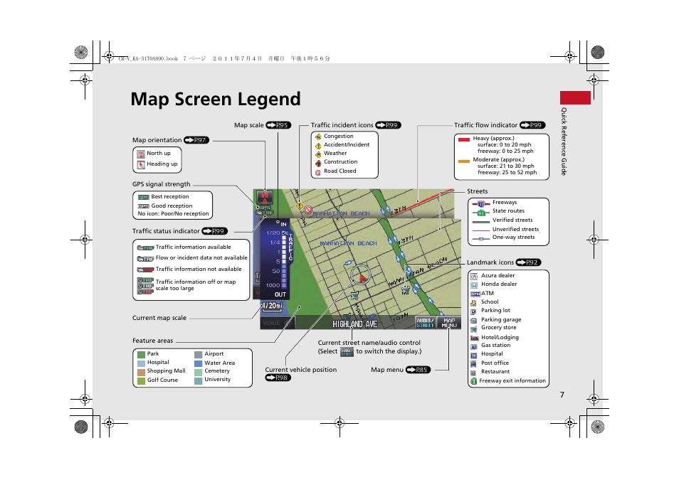 Map screen legend | HONDA 2014 CR-V - Navigation Manual User Manual | Page 8 / 212