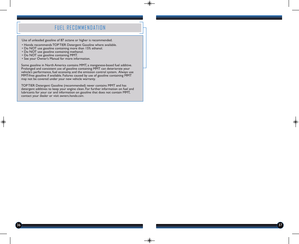 Fuel recommendation | HONDA 2014 CR-Z - Technology Reference Guide User Manual | Page 20 / 20