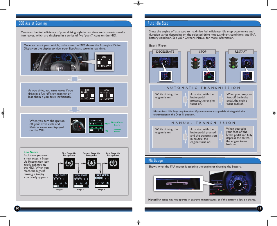Eco assist scoring, Auto idle stop, How it works ima gauge | HONDA 2014 CR-Z - Technology Reference Guide User Manual | Page 7 / 20