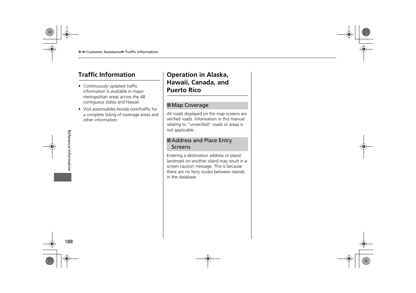 Puerto rico, Traffic information | HONDA 2014 CR-Z - Navigation Manual User Manual | Page 189 / 208