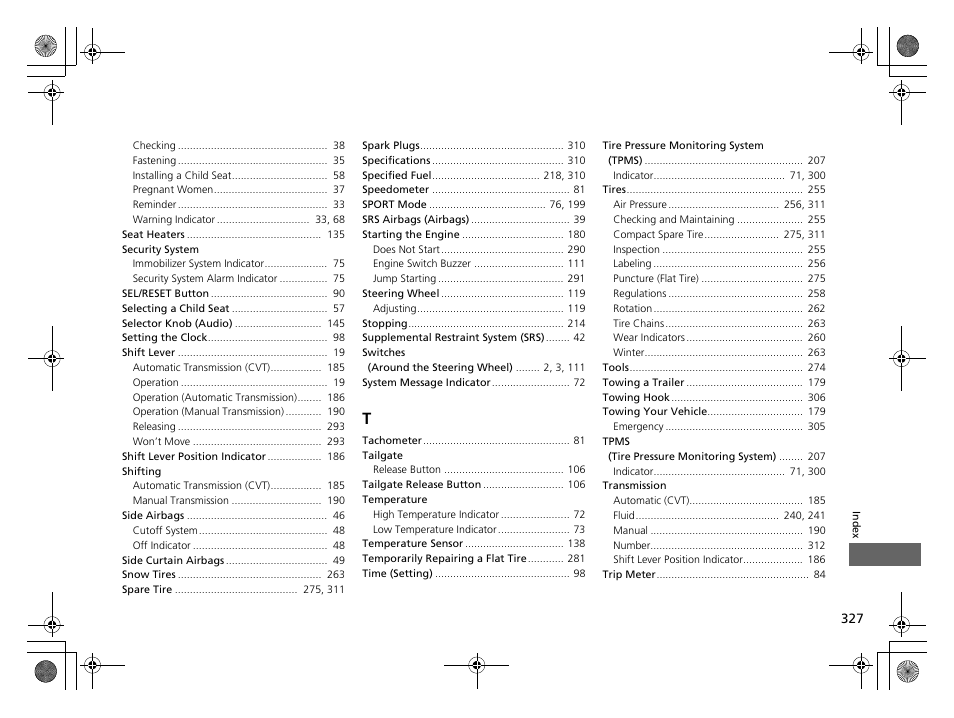 HONDA 2014 CR-Z - Owner's Manual User Manual | Page 328 / 329