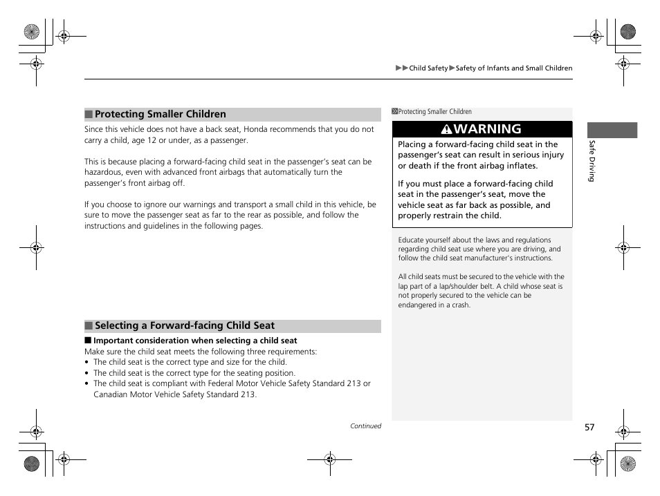 Warning | HONDA 2014 CR-Z - Owner's Manual User Manual | Page 58 / 329