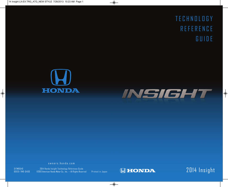 HONDA 2014 Insight (EX) - Technology Reference Guide User Manual | 10 pages