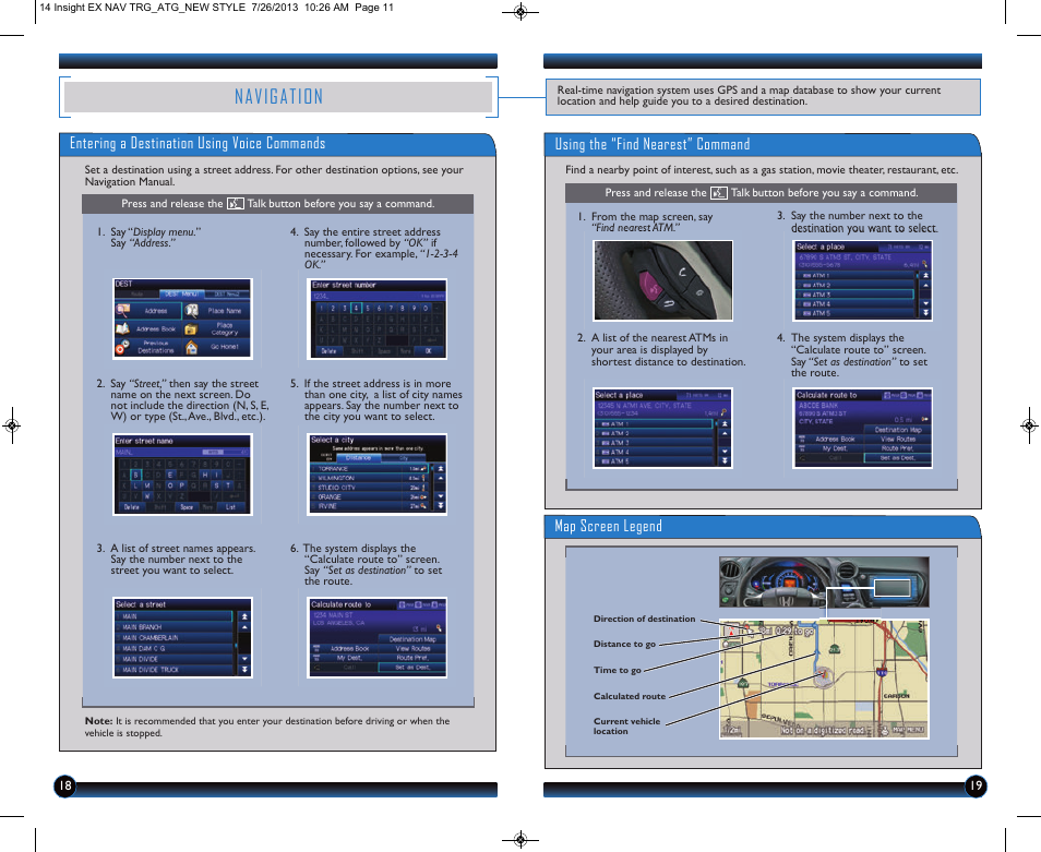 P.18, Navigation | HONDA 2014 Insight (EX with Navigation) - Technology Reference Guide User Manual | Page 11 / 16