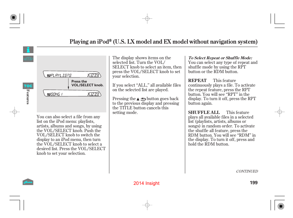 HONDA 2014 Insight - Owner's Manual User Manual | Page 202 / 411