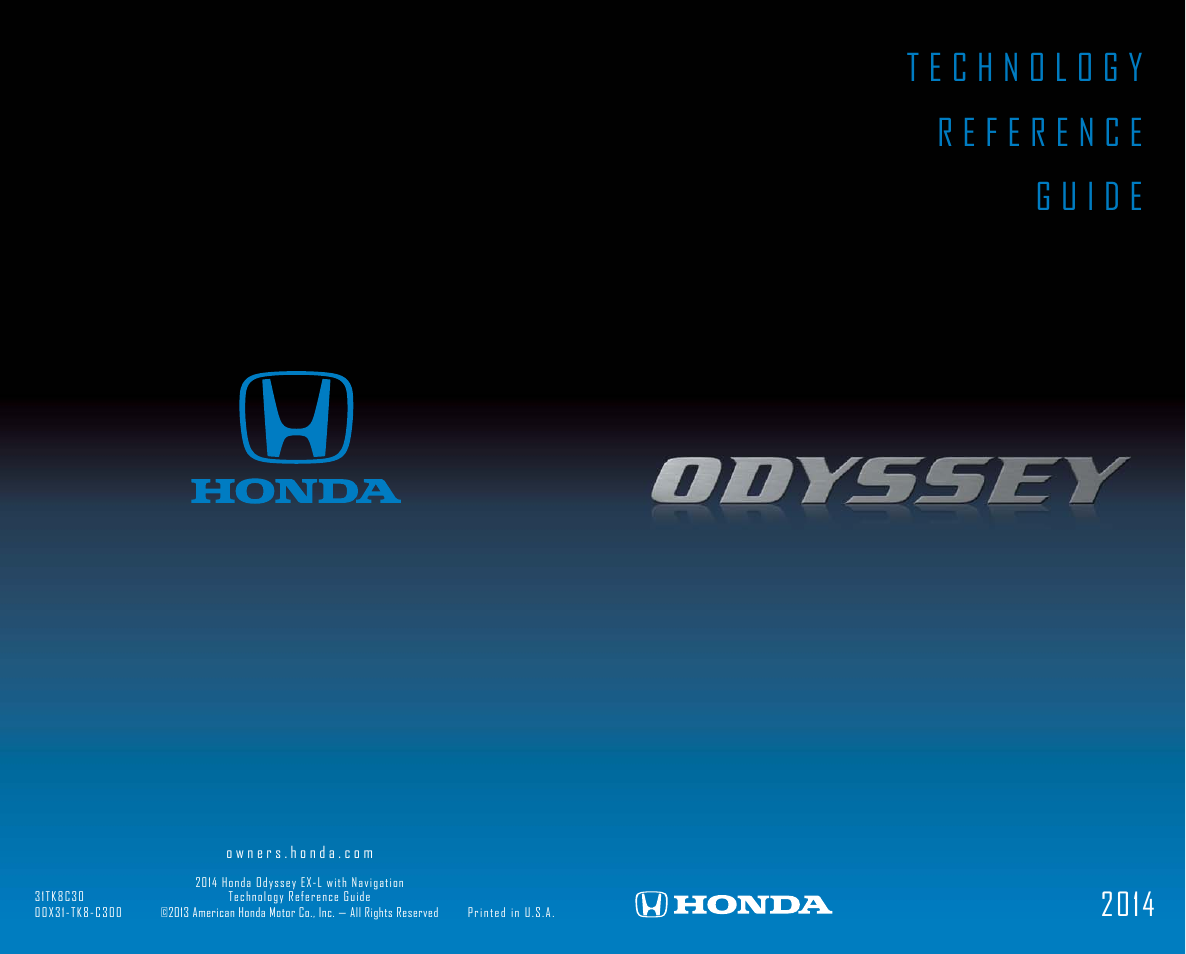 HONDA 2014 Odyssey (EX-L with Navigation) - Technology Reference Guide User Manual | 21 pages