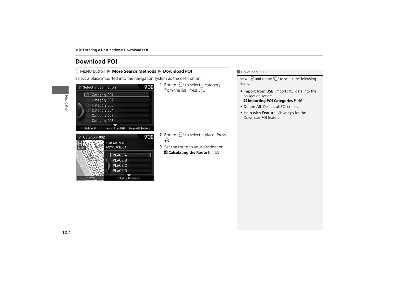 Download poi, 2 download poi, P. 102 | HONDA 2014 Odyssey - Navigation Manual User Manual | Page 103 / 327