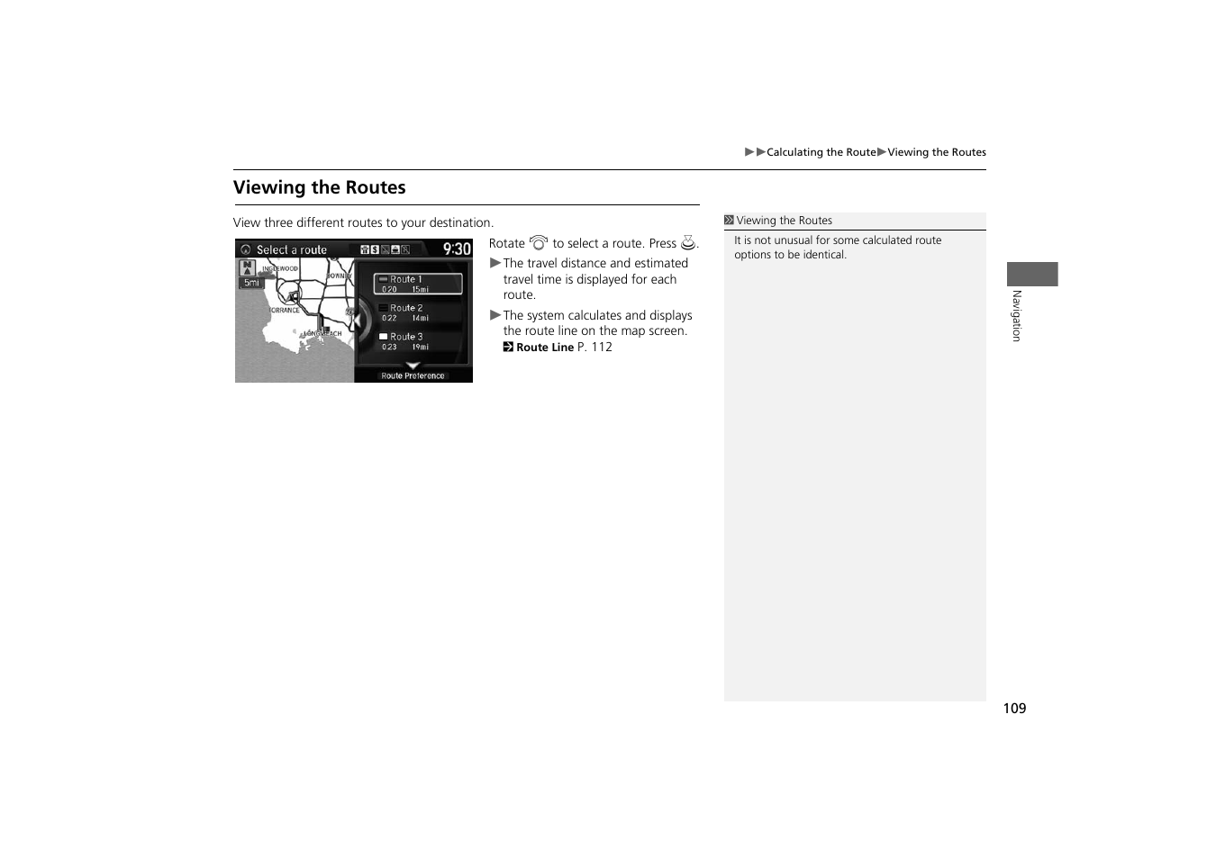 P109), Viewing the routes, 2 viewing the routes | P. 109 | HONDA 2014 Odyssey - Navigation Manual User Manual | Page 110 / 327