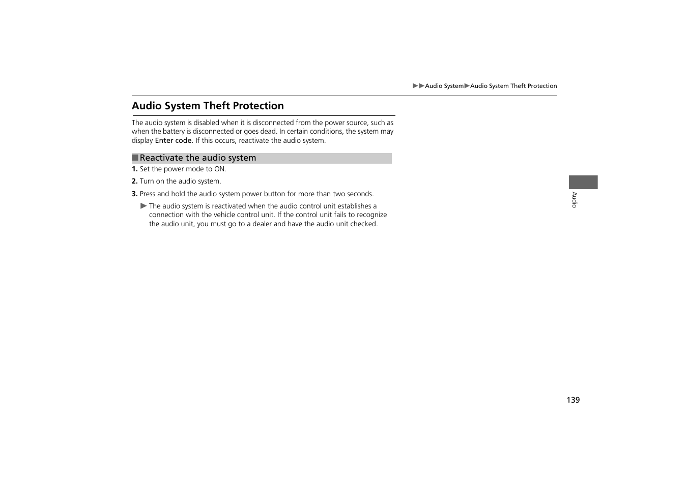 Audio system theft protection | HONDA 2014 Odyssey - Navigation Manual User Manual | Page 140 / 327
