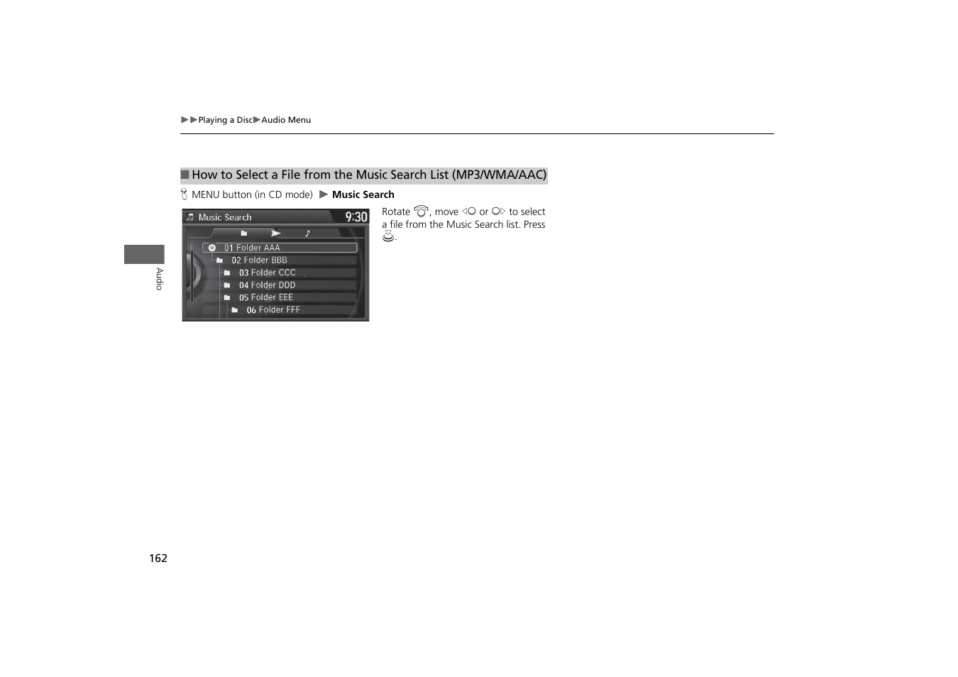 The music search list, P. 162 | HONDA 2014 Odyssey - Navigation Manual User Manual | Page 163 / 327
