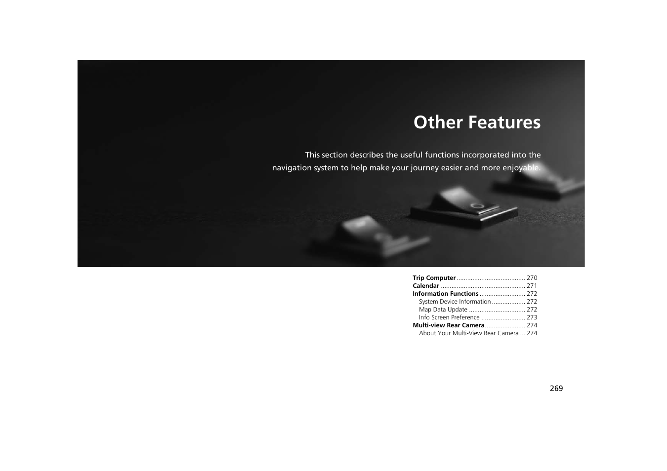 2 other features p. 269, Other features, P.269 | HONDA 2014 Odyssey - Navigation Manual User Manual | Page 270 / 327