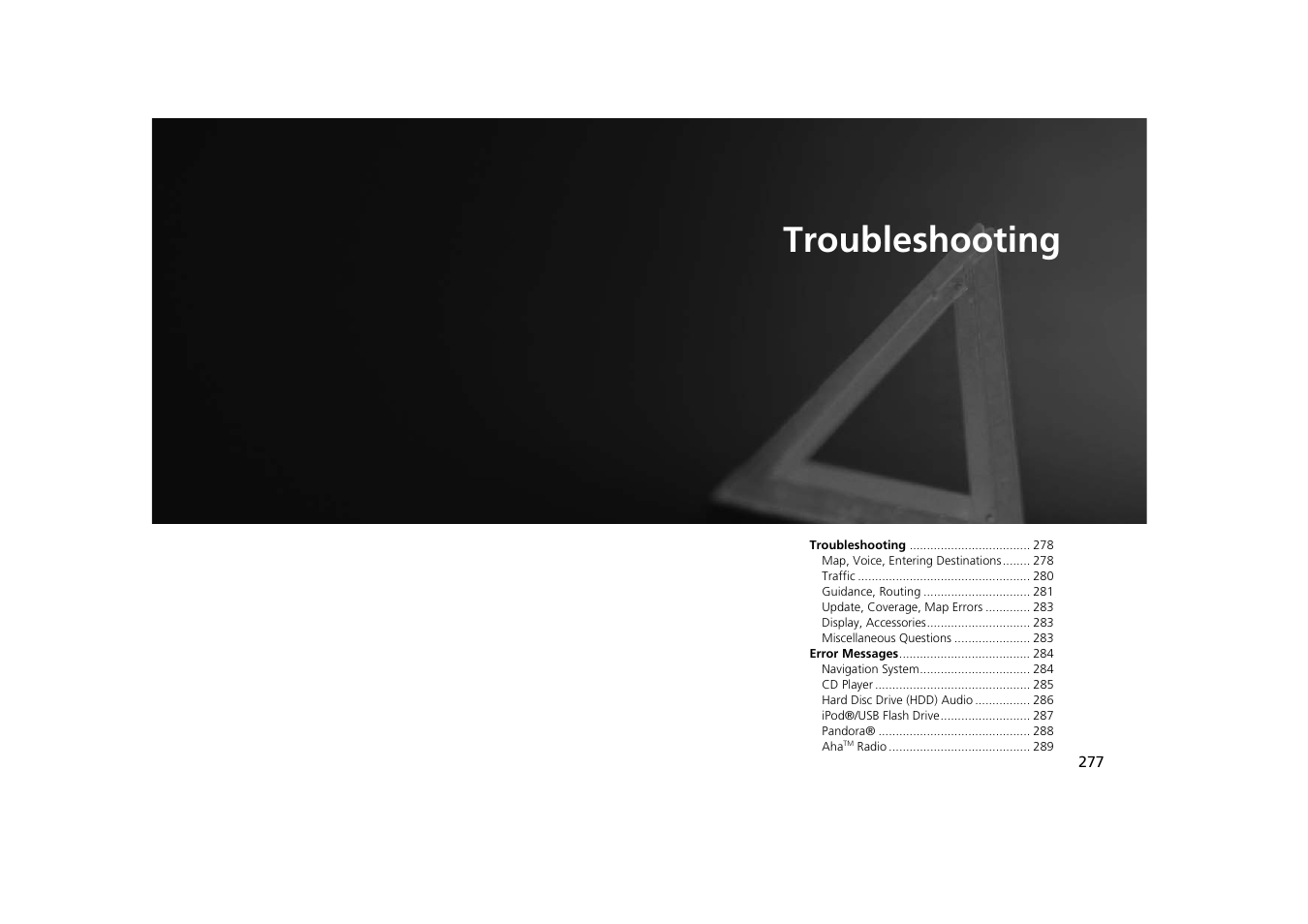 2 troubleshooting p. 277, Troubleshooting, P.277 | HONDA 2014 Odyssey - Navigation Manual User Manual | Page 278 / 327