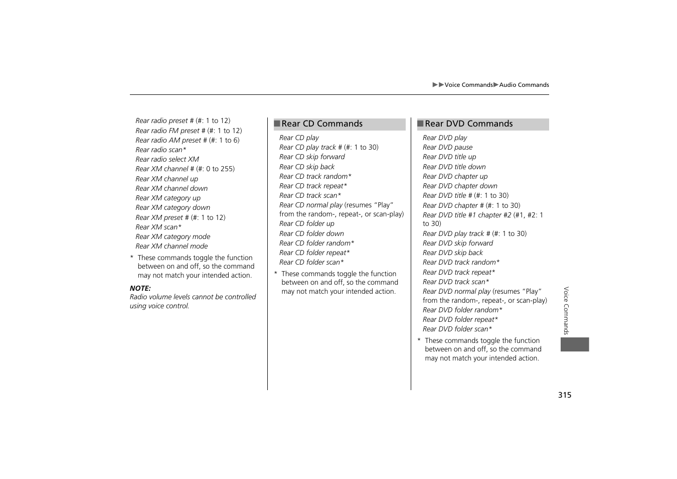 HONDA 2014 Odyssey - Navigation Manual User Manual | Page 316 / 327