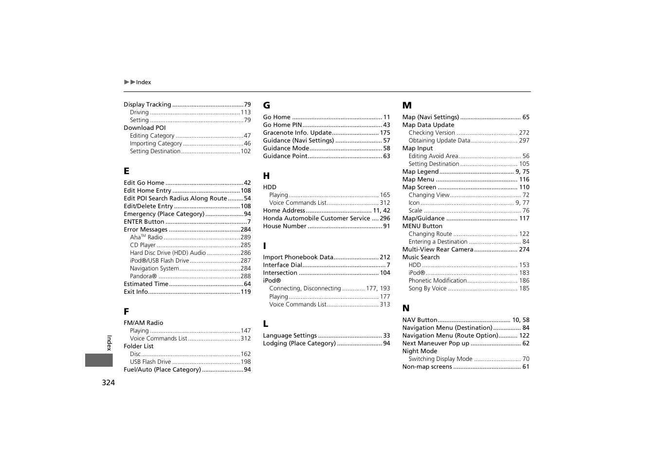 HONDA 2014 Odyssey - Navigation Manual User Manual | Page 325 / 327