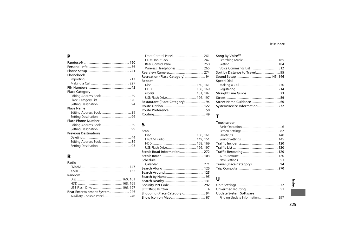 HONDA 2014 Odyssey - Navigation Manual User Manual | Page 326 / 327