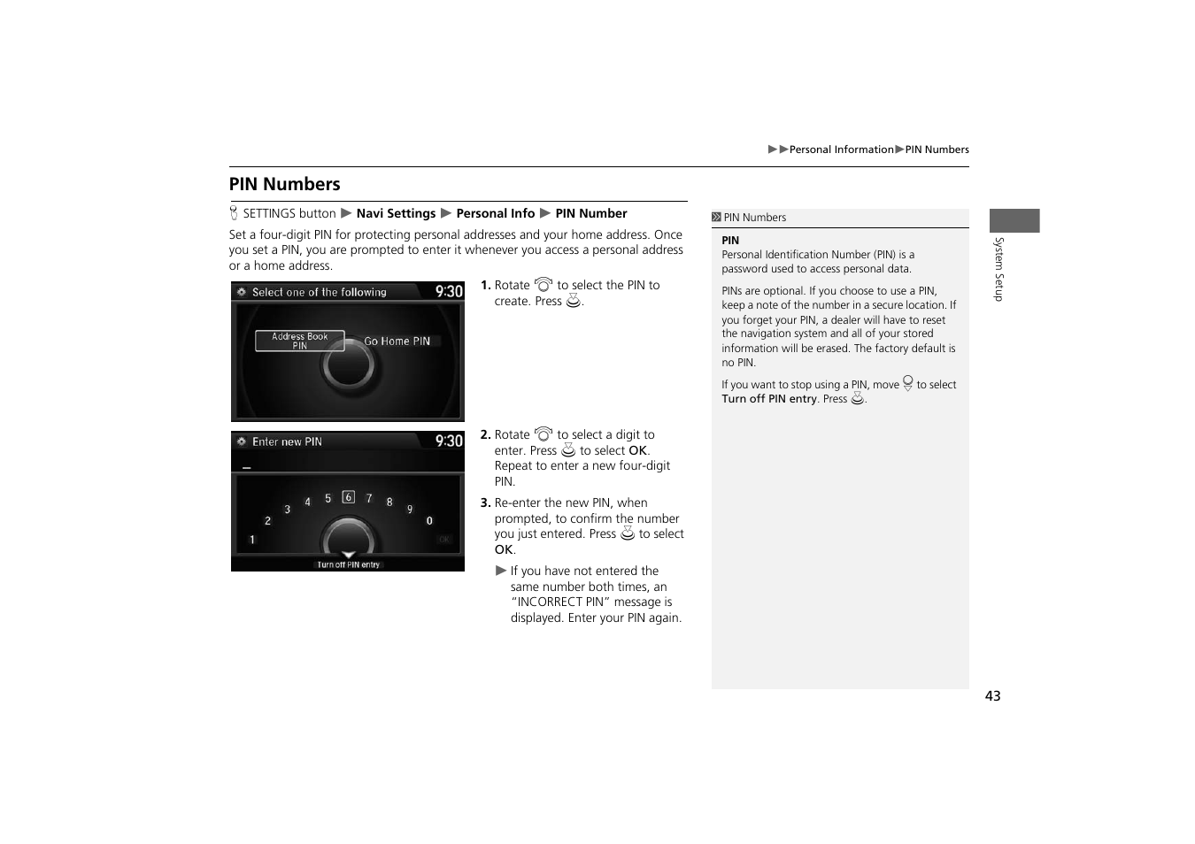 Pin numbers, P. 43, 2 pin numbers p. 43 | HONDA 2014 Odyssey - Navigation Manual User Manual | Page 44 / 327