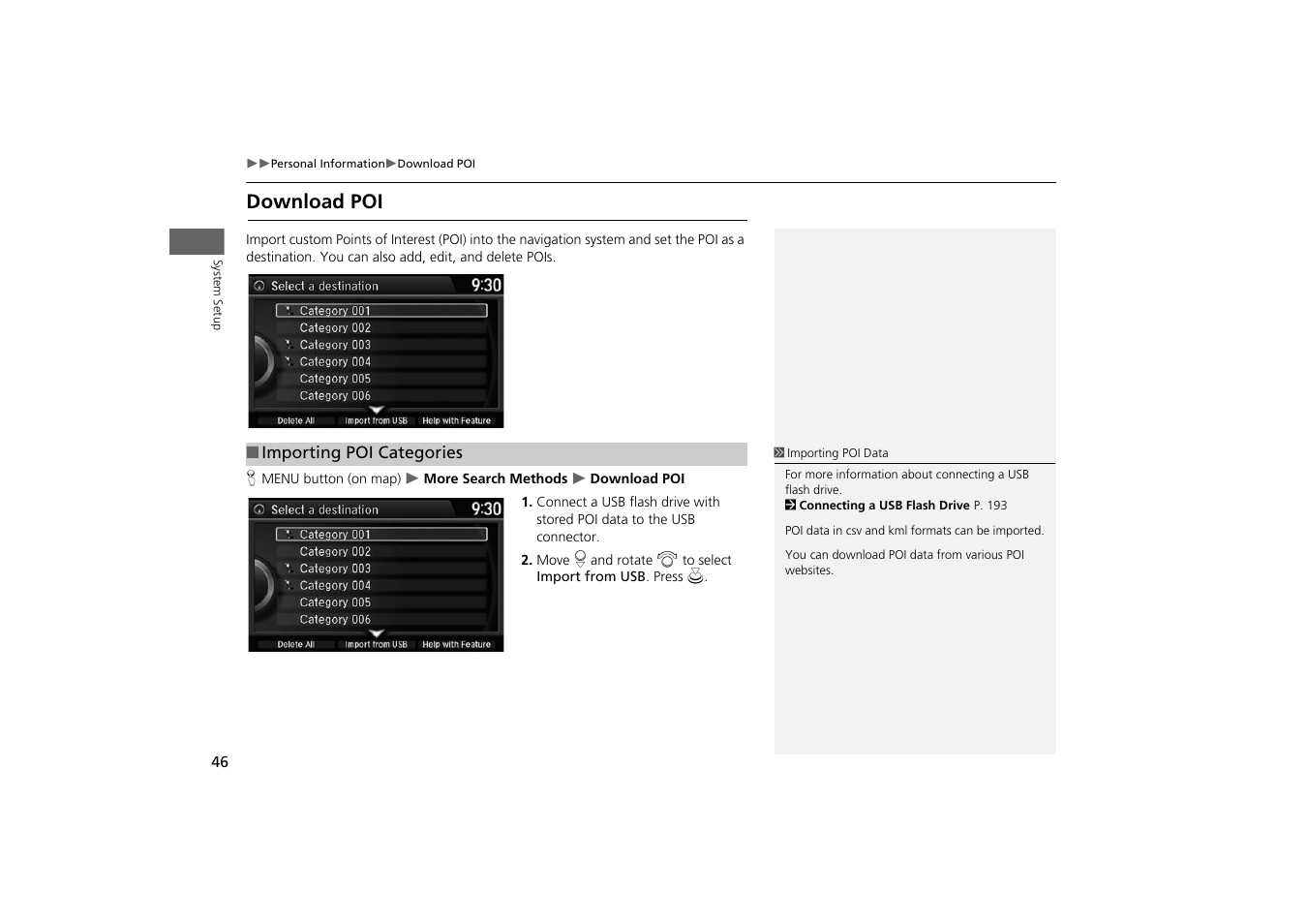Download poi | HONDA 2014 Odyssey - Navigation Manual User Manual | Page 47 / 327