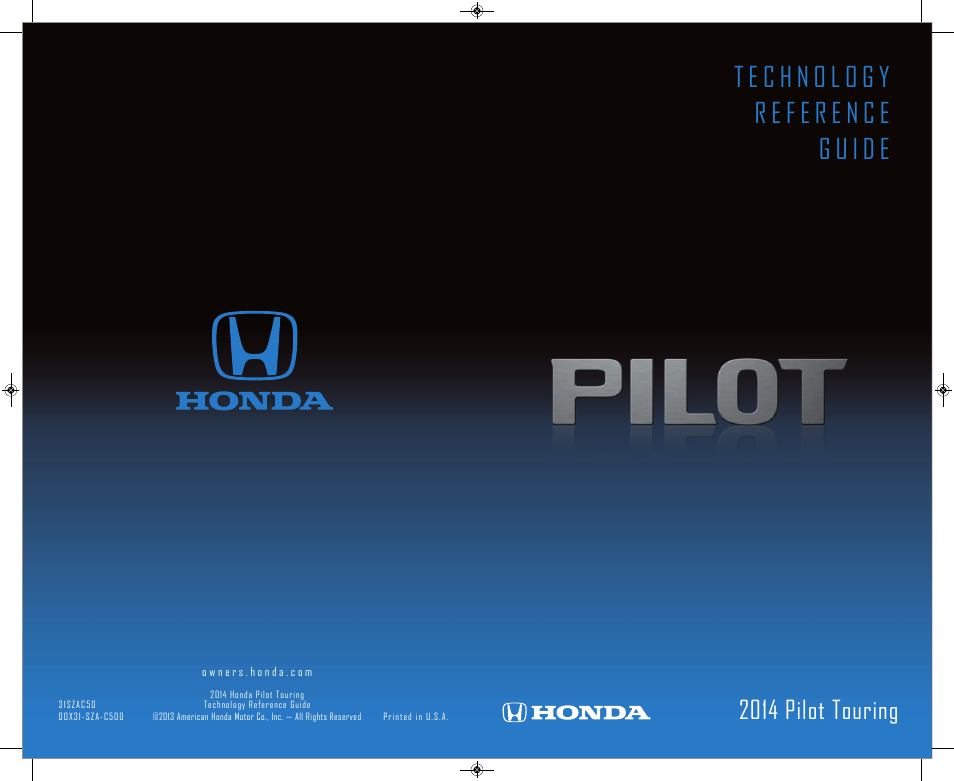 HONDA 2014 Pilot (Touring) - Technology Reference Guide User Manual | 17 pages