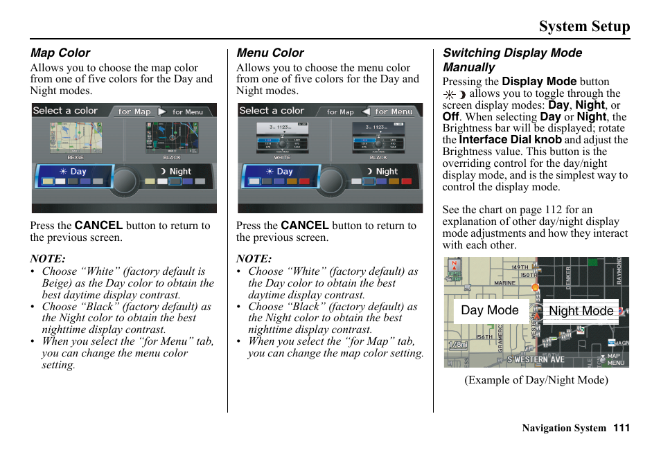 System setup | HONDA 2014 Pilot - Navigation Manual User Manual | Page 112 / 179