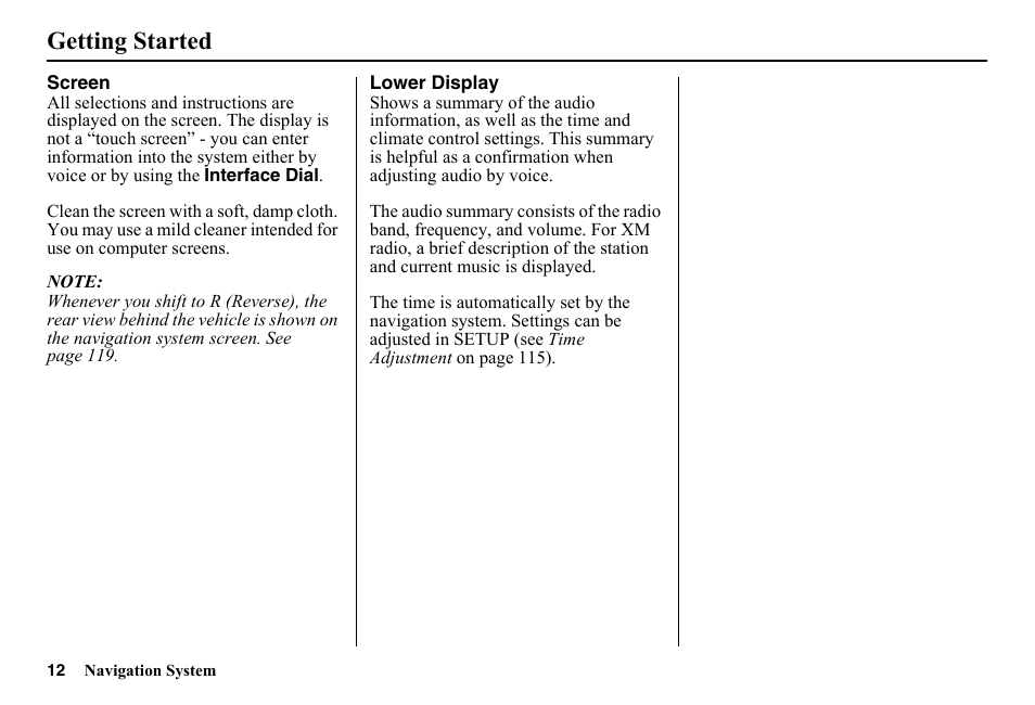 Getting started | HONDA 2014 Pilot - Navigation Manual User Manual | Page 13 / 179