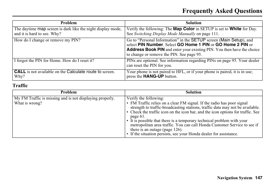 Frequently asked questions | HONDA 2014 Pilot - Navigation Manual User Manual | Page 148 / 179