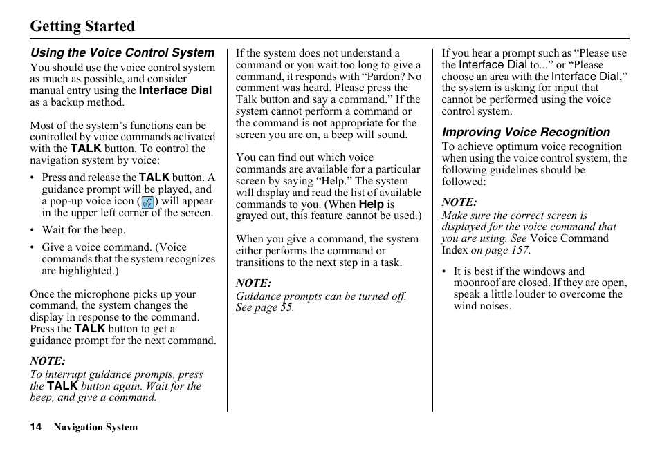 Getting started | HONDA 2014 Pilot - Navigation Manual User Manual | Page 15 / 179