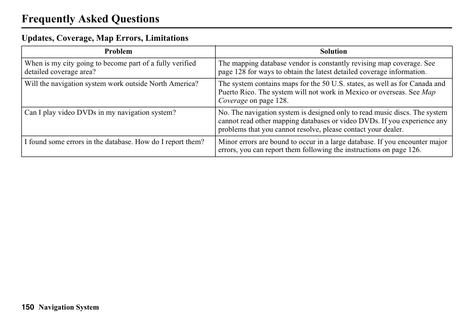 Frequently asked questions | HONDA 2014 Pilot - Navigation Manual User Manual | Page 151 / 179