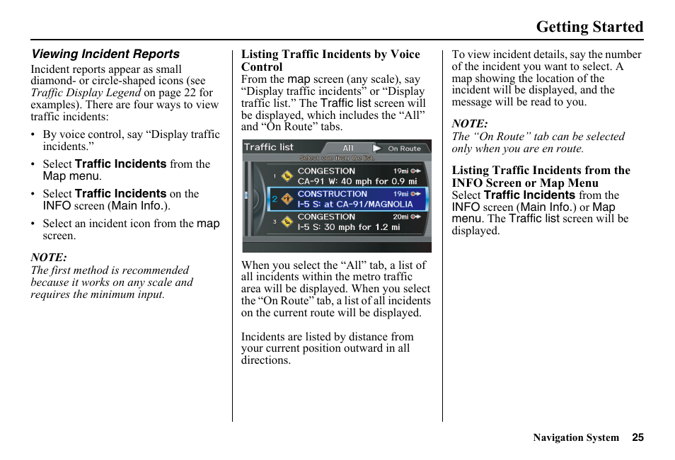 Getting started | HONDA 2014 Pilot - Navigation Manual User Manual | Page 26 / 179