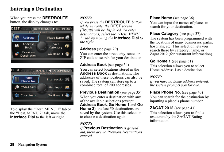 Entering a destination | HONDA 2014 Pilot - Navigation Manual User Manual | Page 29 / 179