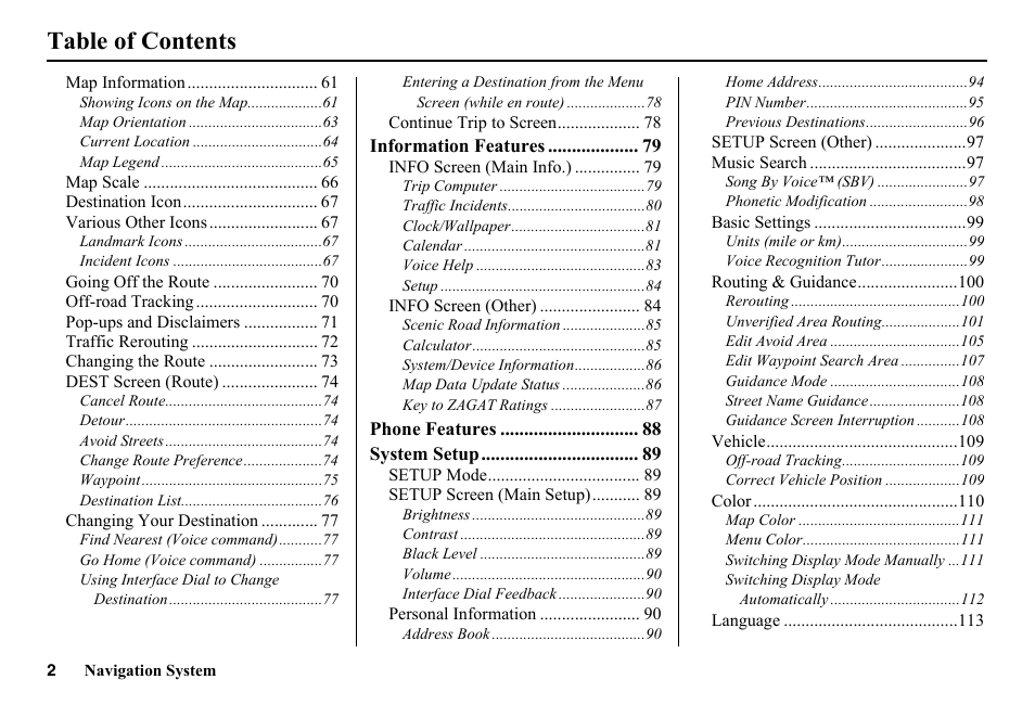 HONDA 2014 Pilot - Navigation Manual User Manual | Page 3 / 179