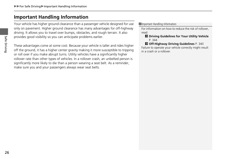 Important handling information | HONDA 2014 Pilot - Owner's Manual User Manual | Page 27 / 488