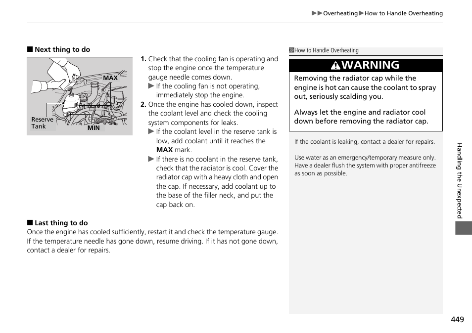 Warning | HONDA 2014 Pilot - Owner's Manual User Manual | Page 450 / 488