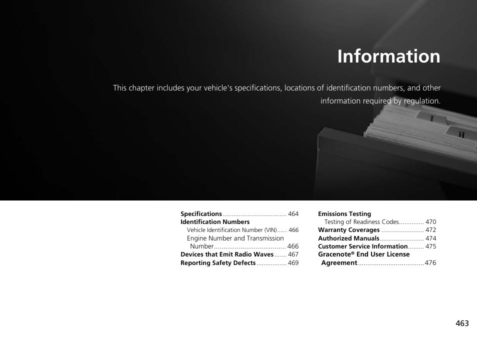 Information | HONDA 2014 Pilot - Owner's Manual User Manual | Page 464 / 488