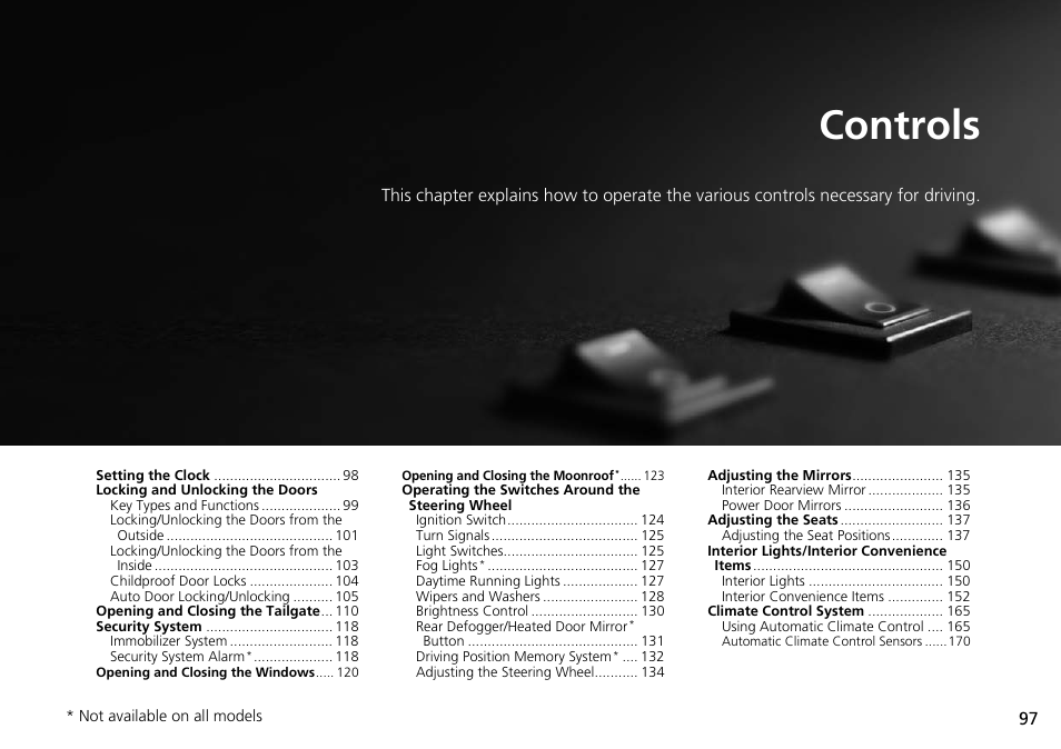 Controls, P97) | HONDA 2014 Pilot - Owner's Manual User Manual | Page 98 / 488